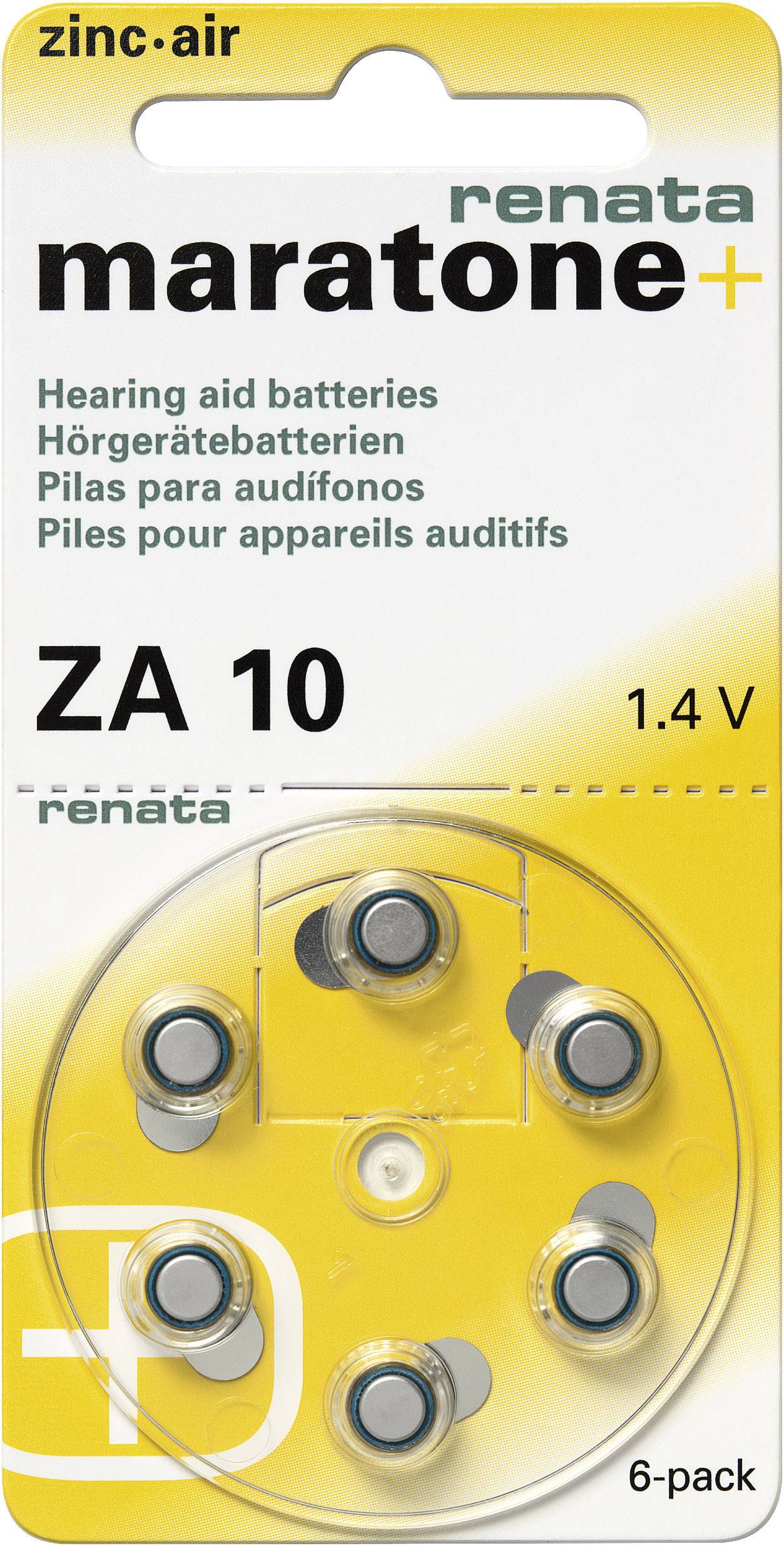 Hallókészülék elemkészlet 6db Renata Maratone 1,4V ZA10 10A, HA10, V10AT, DA10, P10, A10, PR230H, AC230E, AC10EZ, PR70, -0