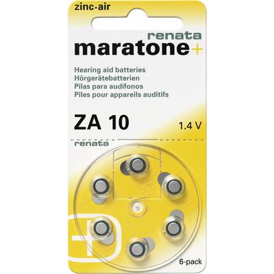 Hallókészülék elemkészlet 6db Renata Maratone 1,4V ZA10 10A, HA10, V10AT, DA10, P10, A10, PR230H, AC230E, AC10EZ, PR70, -0