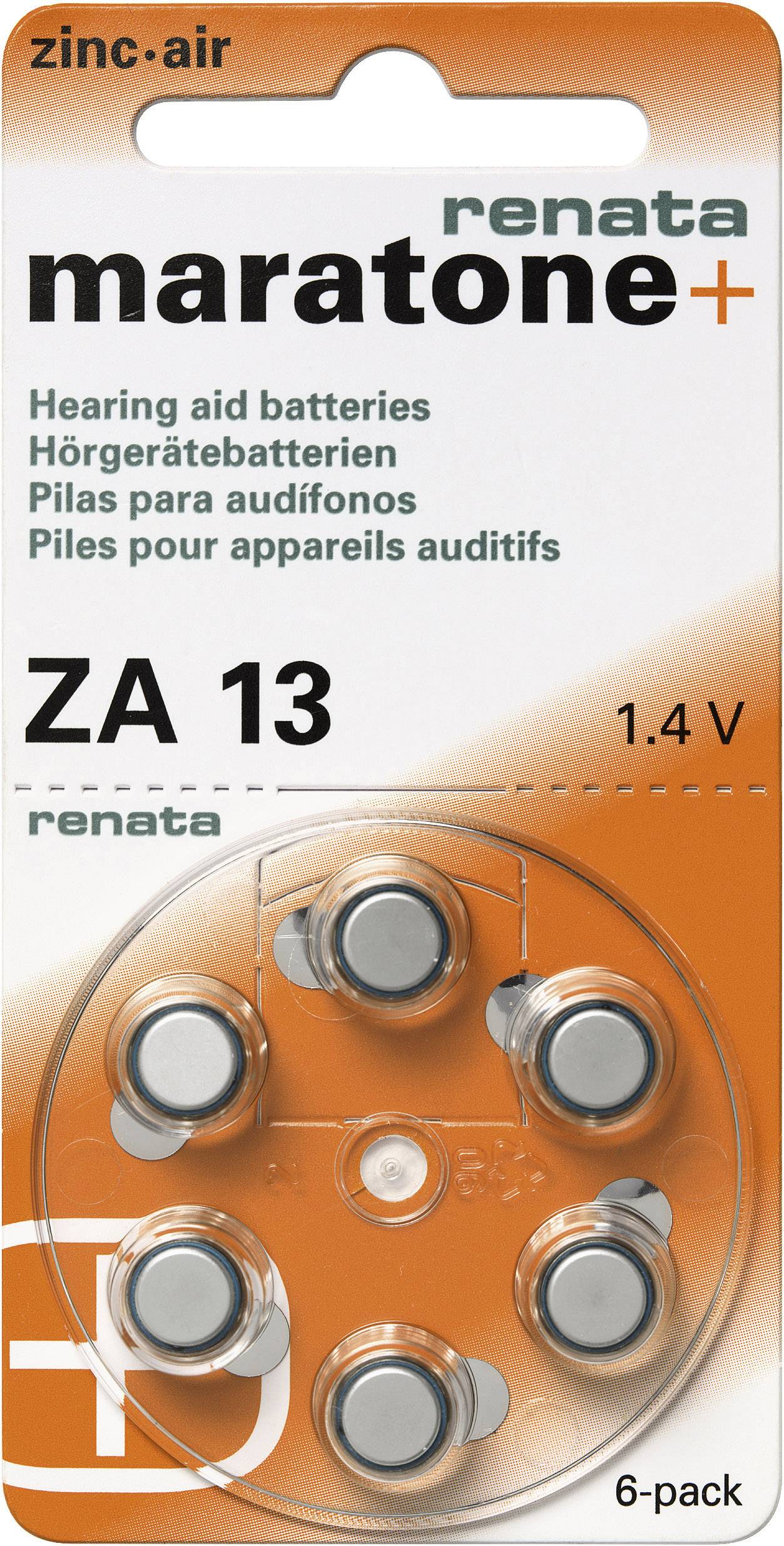 Hallókészülék elemkészlet 6db Renata Maratone 1,4V ZA13 13A, HA13, V13AT, DA13, P13, A13, PR13H, AC13E, AC13EZ, PR48.DA1-0