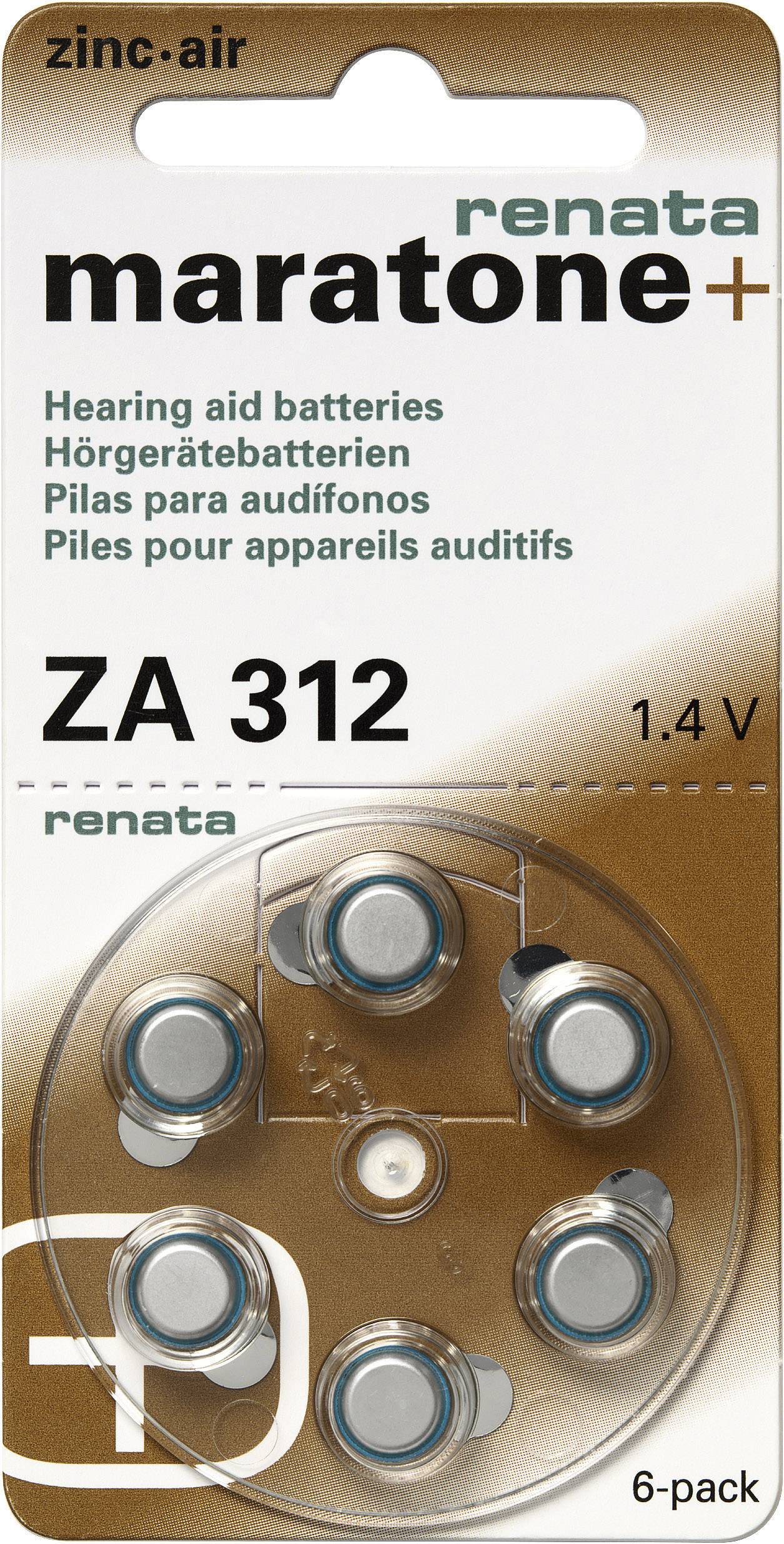 Hallókészülék elemkészlet 6db Renata Maratone 1,4V ZA312 312A, HA312, V312AT, DA312, P312, A312, PR312H, PZA312H, AC312E-0