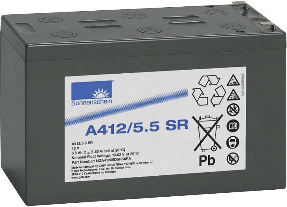 Ólomakku 12 V 5.5 Ah GNB Sonnenschein A412/5,5 SR NGA41205D5HS0RA Ólom-zselés152 x 98 x 66 mm 6,35 mm-es dugó