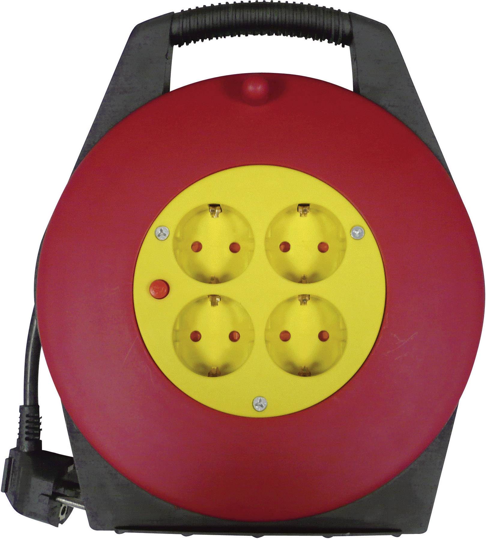 Kábeldob 10 m, fekete-piros, 4 részes, H05VV-F 3 G 1,5 mm², 230V-0