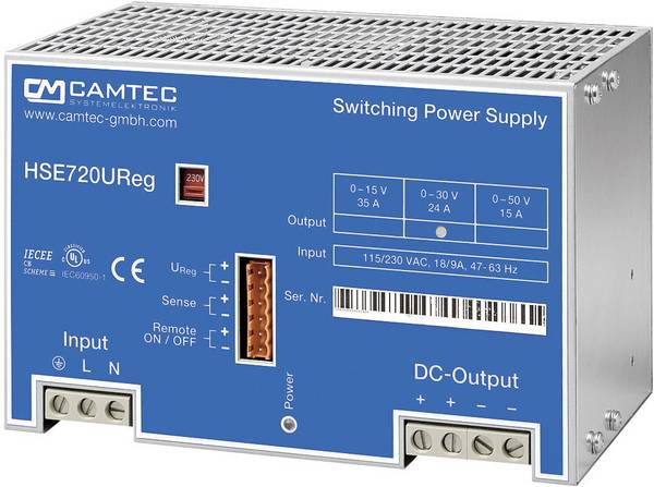 Camtec HSEUreg07201.15T Labortápegység, szabályozható  0 - 15 V/DC 35 A 720 W   Kimenetek száma 1 x
