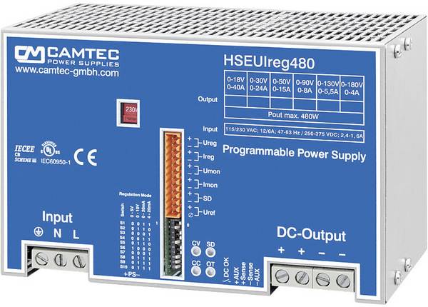 Camtec HSEUIreg04801.50T Labortápegység, szabályozható  0 - 50 V/DC 0 - 15 A 480 W   Kimenetek száma 1 x