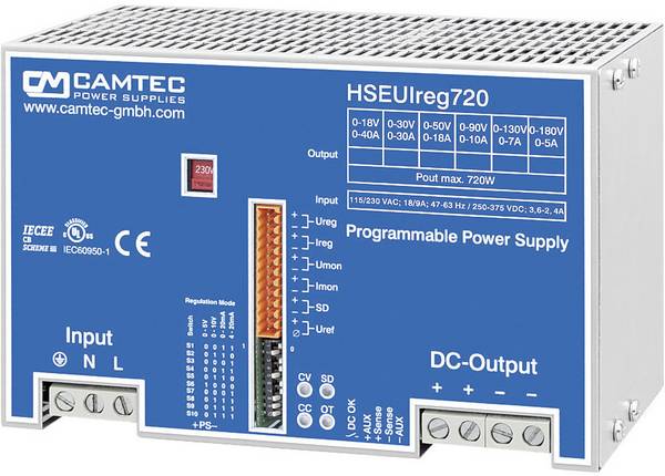 Camtec HSEUIreg07201.30T Labortápegység, szabályozható  0 - 30 V/DC 0 - 30 A 720 W   Kimenetek száma 1 x