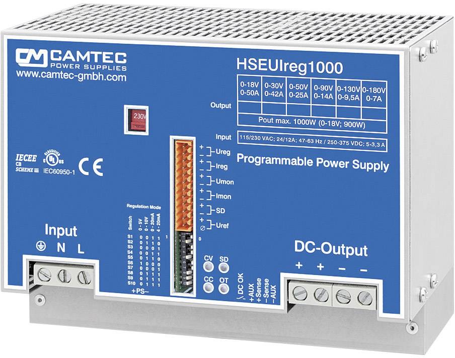 Camtec HSEUIreg10001.30T Labortápegység, szabályozható 0 - 30 V/DC 0 - 42 A 1008 W Kimenetek száma 1 x