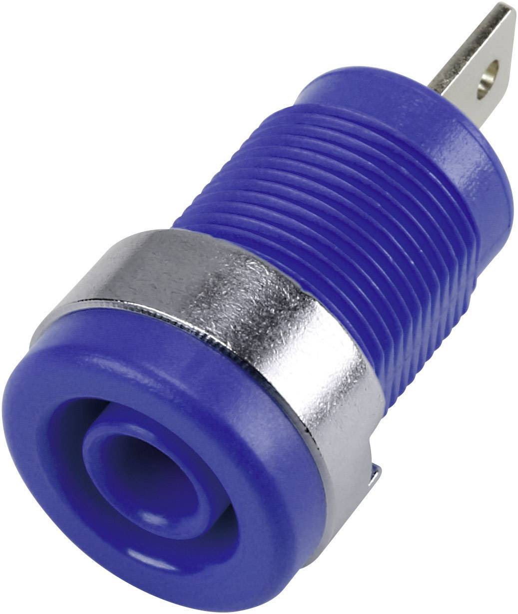 Beépíthető, biztonsági banán aljzat, Ø 4 mm, kék, TRU COMPONENTS