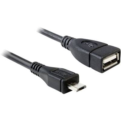 USB kábel 1 x USB 2.0 mikró dugó B – 1 x USB 2.0 aljzat A OTG funkcióval, 0,5 m, fekete