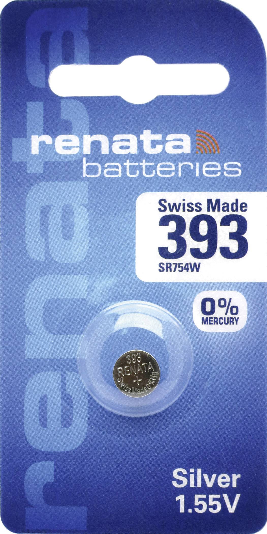 Renata gombelem doboza, 393 SR754W modell, 1,55V, higanymentes, svájci gyártmány.