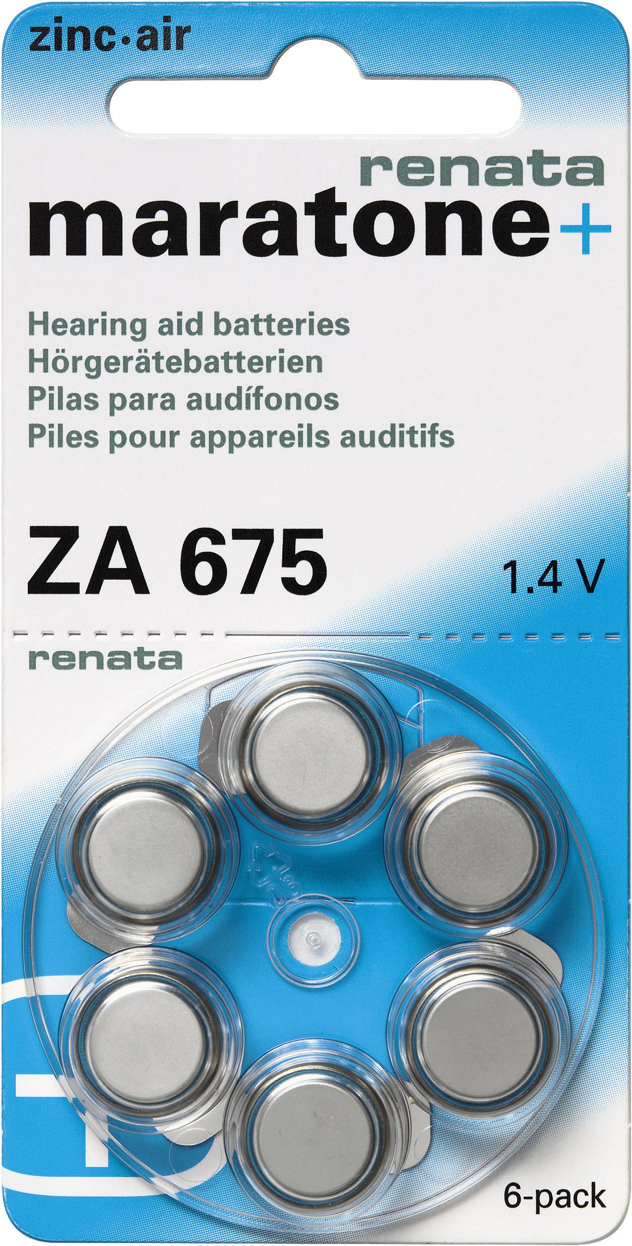 Hallókészülék elemkészlet 6db Renata Maratone ZA675 maratone+ 1.4 V 675A, HA675, V675AT, DA675, P675, A675, PR675H, PRX6-0