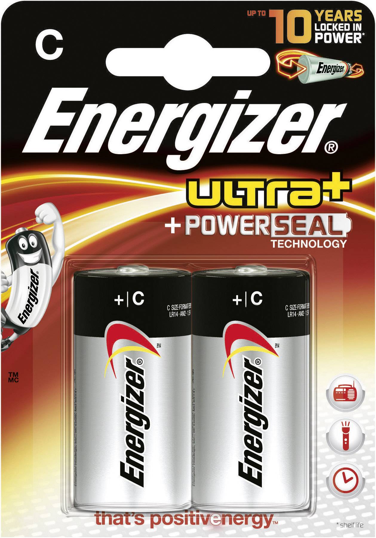 Energizer Ultra+ alkáli baby elemkészlet 2db-os szett 1.5 V LR15, C, AM2, L, MN1400, 814, E93, LR14N, 14A, KC, R14, BA30-2