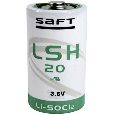 SAFT márka lítium-elem, típus 'LSH 20', feszültség 3,6V, kémiai rendszer: Li-SOCl2.