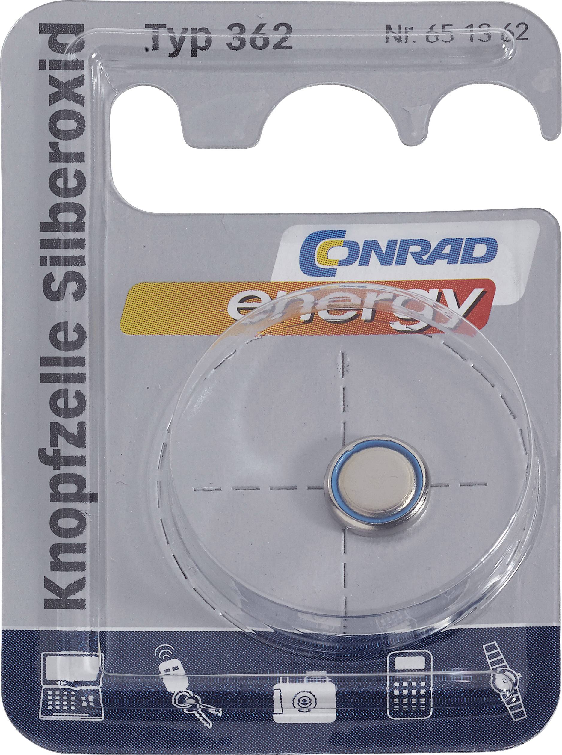 362 gombelem, ezüstoxid, 1,55V, 28 mAh, Conrad Energy SR721SW, SR58, SR721, V362, D362, 601, S, 280-29, SB-AK, SB-DK-0