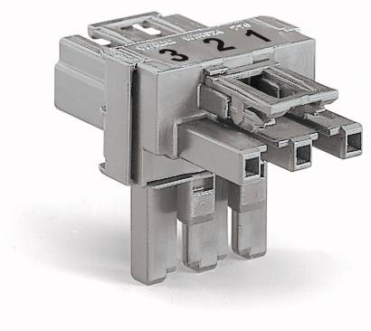 Egy többpólusú csatlakozó, amelynek tetején '1', '2', '3' felirat látható. Ezüstszínű, elektronikai csatlakozásokhoz használják.