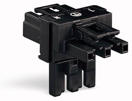 Több csatlakozóval és egy felső karral rendelkező fekete elektromos kapcsoló, amelyet áramkörök vezérlésére használnak.