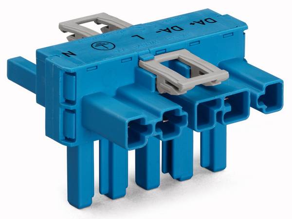 WAGO  Hálózati T elosztó [Hálózati dugó - Hálózati csatlakozóalj, Hálózati csatlakozóalj] Össz pólusszám: 5 Kék  50 db