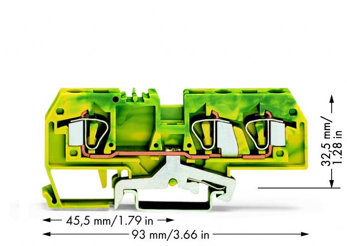 WAGO 282-687/999-950 Védővezetékes kapocs 8 mm Rugó Kiosztás: PE Zöld, Sárga 25 db