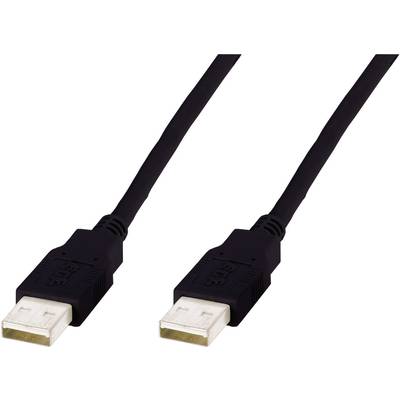 USB kábel, 1x USB 2.0 dugó A - 1x USB 2.0 dugó A, 3 m, fekete, Digitus AK-300100-030-S