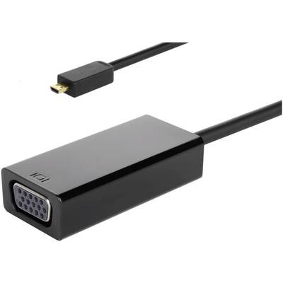 HDMI - VGA átalakító adapter, 1x micro HDMI D dugó - VGA aljzat, fekete, Renkforce