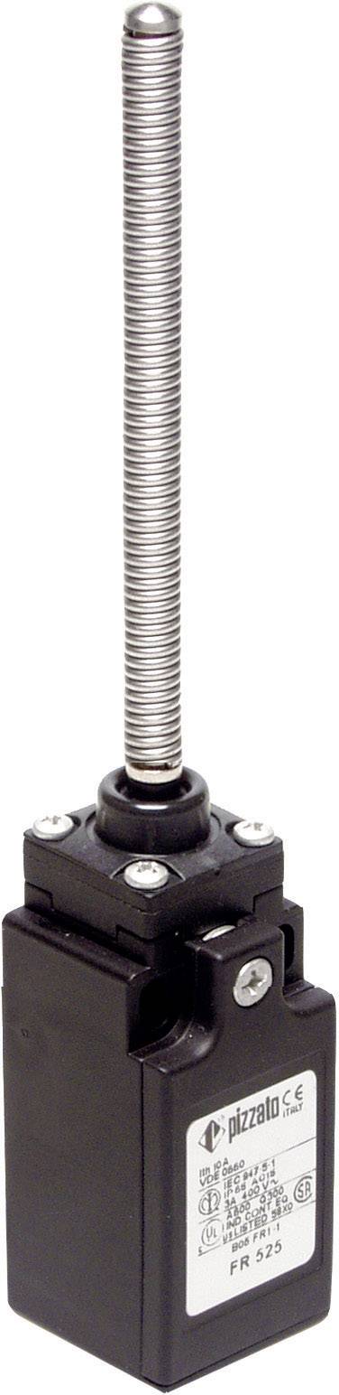 Pozíciós kapcsoló rugalmas rugókarral és műanyag házzal, ipari alkalmazásokhoz precíziós vezérlésre alkalmas.