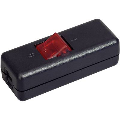 interBär világítós 2 pólusú zsinórkapcsoló, 10A 250 V/AC, fekete (piros)