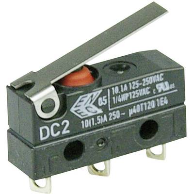 Szubminiatűr kapcsoló, 250 V/AC 1 váltó Forrasztható csatlakozás IP67 Cherry Switches DC2 DC2C-A1LB
