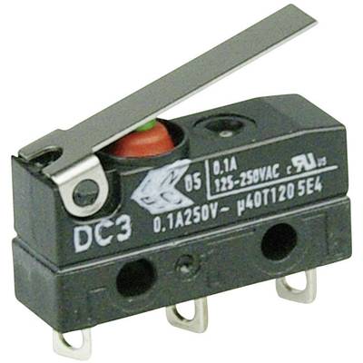 Szubminiatűr kapcsoló, 250 V/AC 1 váltó Forrasztható csatlakozás IP67 Cherry Switches DC3C-A1LB