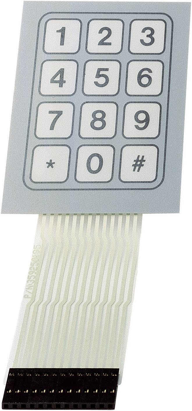 'Egy tizenkét gombos numerikus billentyűzet 1-től 9-ig, 0, csillag (*) és kettőskereszt (#) gombokkal, rugalmas lapos kábelen.'