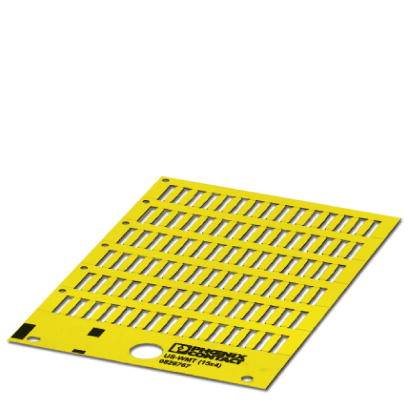 Sárga nyomtatott áramköri jelölőtáblák, tele párhuzamos téglalap alakú nyílásokkal, elektronikai alkalmazásokban történő azonosításhoz.