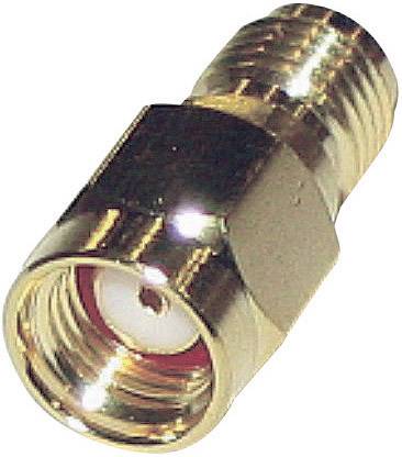 Egy arany RF-adapter menettel és központi érintkezővel. Alkalmas koaxiális csatlakozásokhoz elektronikai alkalmazásokban.
