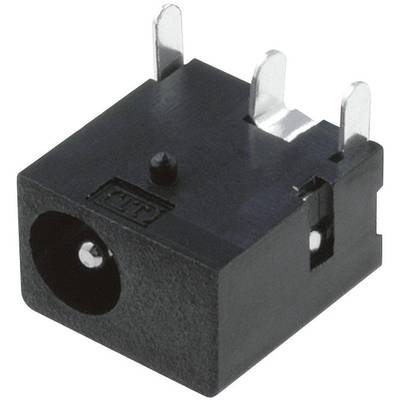 Három fémcsappal és kerek csatlakozónyílással rendelkező fekete DC-tápaljzat, alkalmas elektromos eszközök csatlakoztatására.