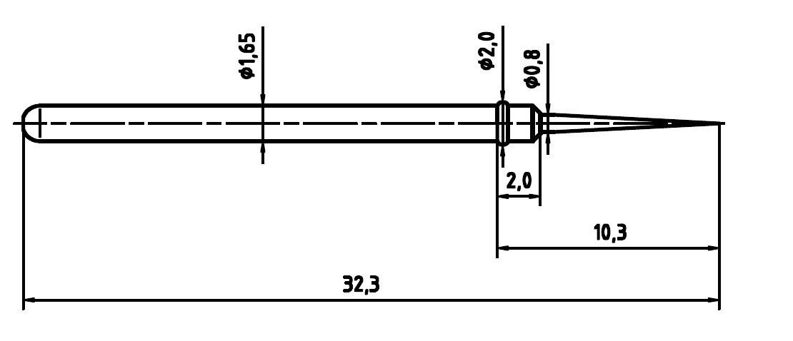 Mérőhegy, rugóérintkezős mérőtüske PTR 2021-BST-1.5N-NI-0.8