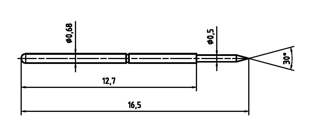 Mérőhegy, rugóérintkezős mérőtüske PTR 1007-B-0.7N-AU-0.5C