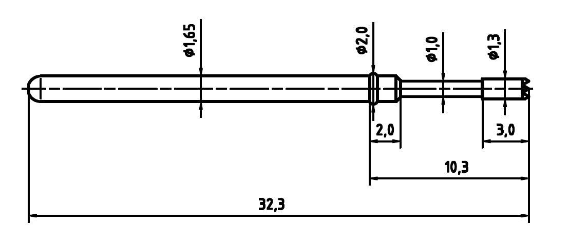 Mérőhegy, rugóérintkezős mérőtüske PTR 2021-C-1.5N-AU-1.3