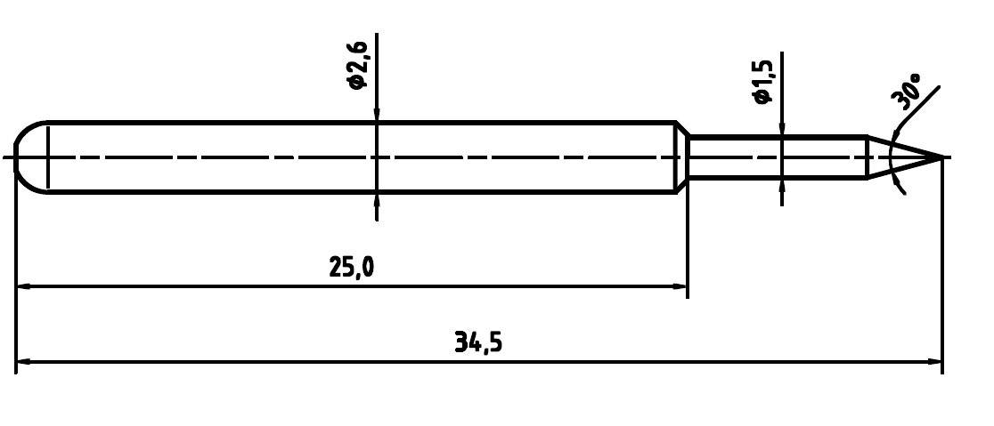 Mérőhegy, rugóérintkezős mérőtüske PTR 1040-B-1.5N-NI-1.5