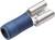 Kék csatlakozó fém véggel, amelyet tipikusan elektromos kábelek biztonságos csatlakoztatásához használnak.