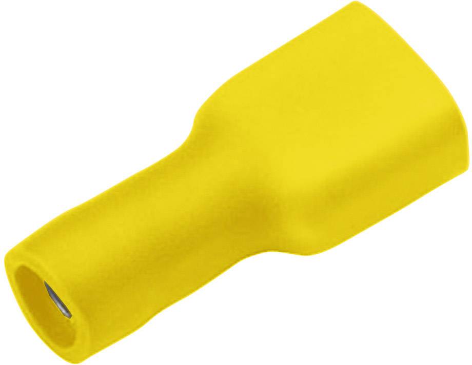 Sárga szigetelt elektromos csatlakozó, alkalmas elektromos vezetékek összekötésére.