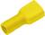 Sárga szigetelt elektromos csatlakozó, alkalmas elektromos vezetékek összekötésére.