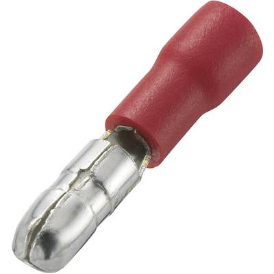 Kerek dugó, 0.5 mm² 1 mm² stift Ø: 4 mm, részben szigetelt, piros, Tru Components 93014c555 100 db