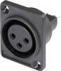 XLR csatlakozó peremes hüvely, egyenes érintkezők pólusszám: 3 fekete Hicon HI-X3DF-P 1 db