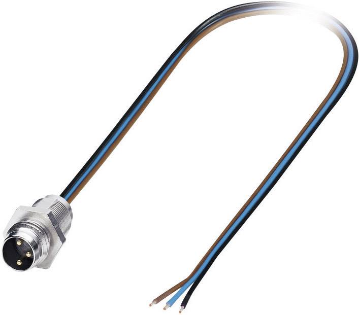 Fém csatlakozó három szabad kábelvéggel barna, kék és fekete színekben.