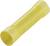 Sárga szigetelt csatlakozóelem, hengeres, elektromos kábel csatlakoztatásához.