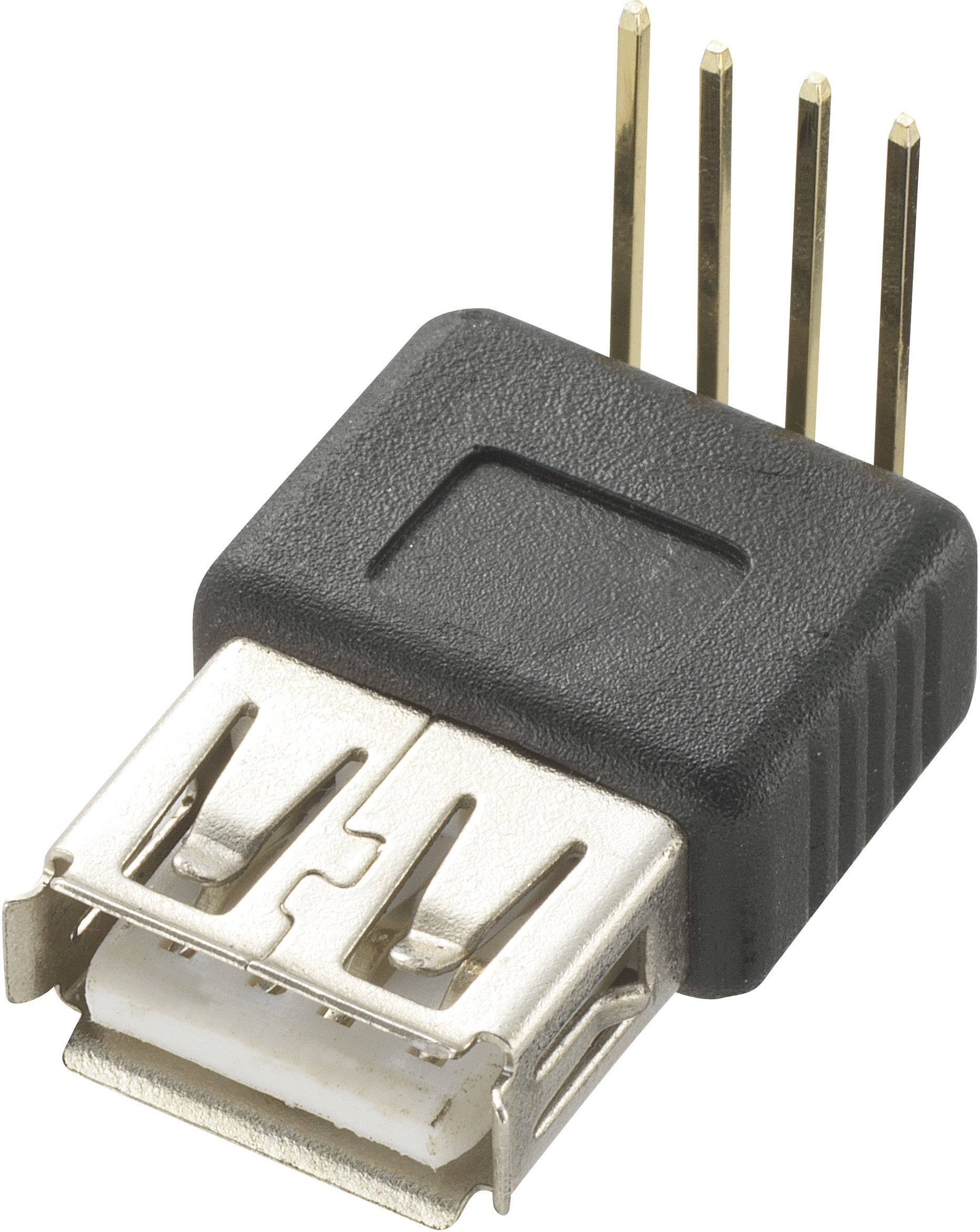 USB aljzat, nyákba forrasztható, 90°, Tru Components