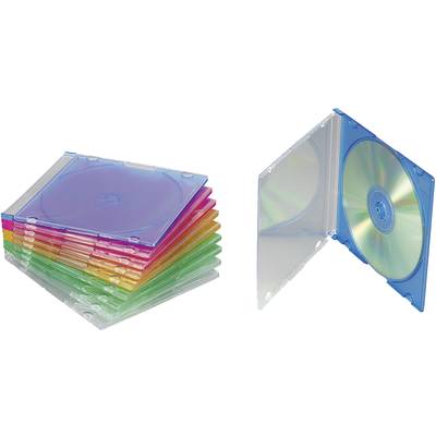 Renkforce  CD tok, slim 1 CD/DVD/Blu-Ray Műanyag Piros, Narancs, Kék, Átlátszó, Zöld 10 db  775404