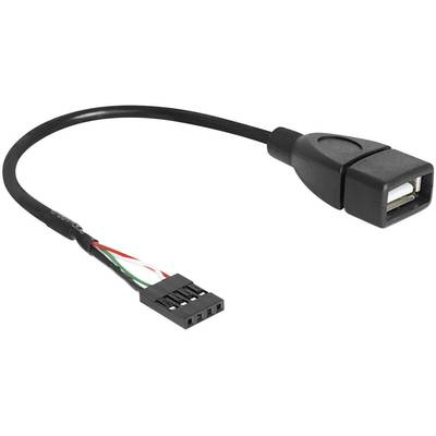 USB kábel 1 x USB 2.0 belső aljzat 4 pól. - 1 x USB 2.0 aljzat A, 0,2 m, fekete Delock