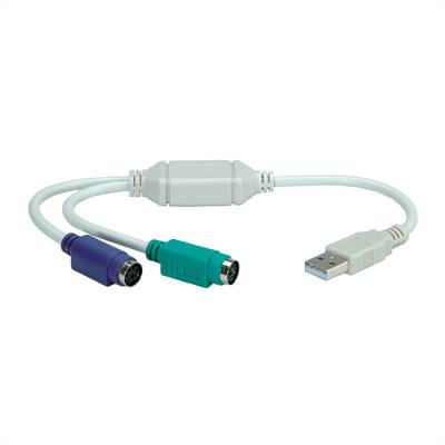 Value Számítógép Átalakító kábel [1x USB 2.0 dugó, A típus - 2x PS/2 alj]  