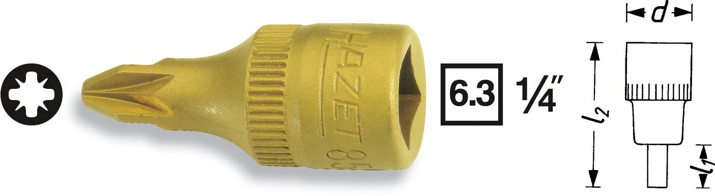Kereszthornyú csavarhúzófej PZ 2, 6,3 mm (1/4), Hazet 8507-PZ2