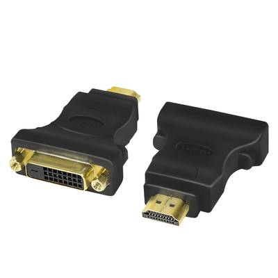 DVI - HDMI átalakító adapter, 1x DVI aljzat 24+1 pól. - 1x HDMI dugó, fekete, LogiLink