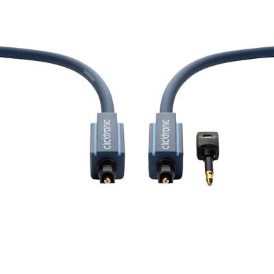 Digitális optikai audio kábel 3,5 mm-es adapterrel, 1x Toslink dugó - 1x Toslink dugó, 5 m, kék, Clicktronic