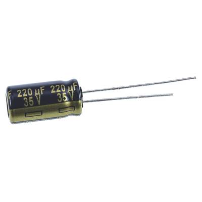 Elektrolit kondenzátor, radiális, álló, RM 3,5 mm 220 µF 35 V 20 % Ø 8 x 15 mm 105° Panasonic EEUFC1V221L